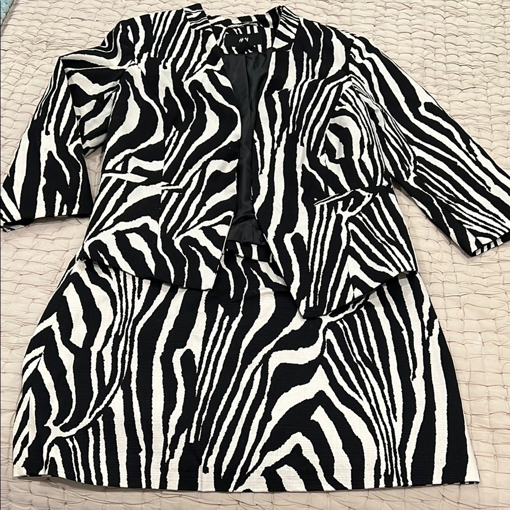 Zebra Print Blazer and Skirt Set